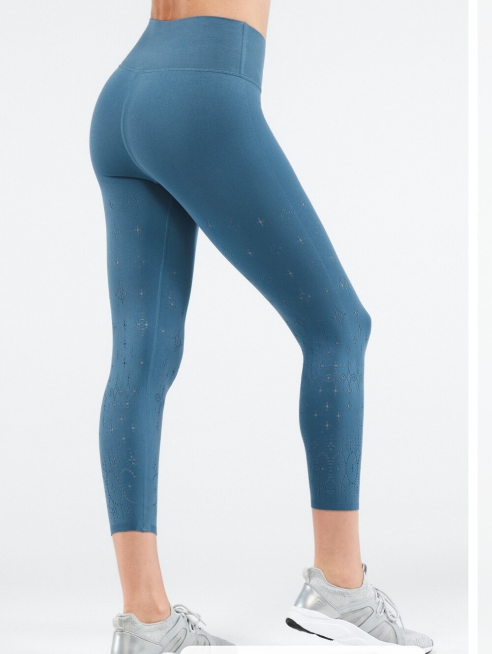 Fabletics High-Waisted SculptKnit® Eyelet 7/8 Blue Iron Size XXS